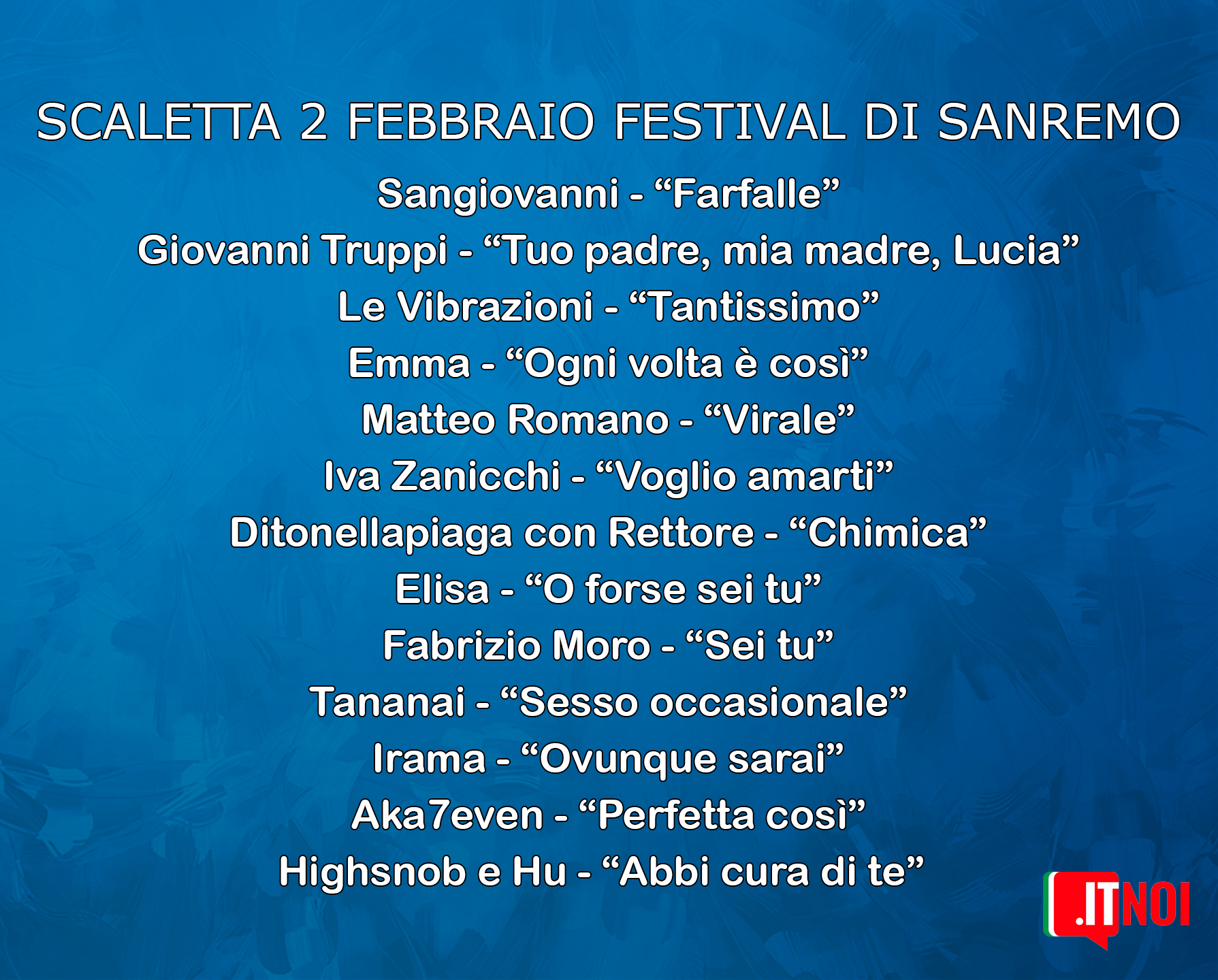 Sanremo, i 13 cantanti che si esibiranno stasera